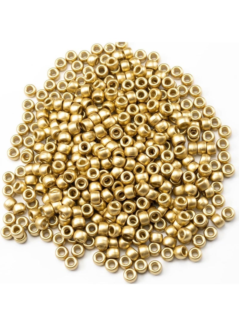 Capstro Large Hole 6×9 mm Acrylic Pony Beads for Jewelry Making – Bulk Craft Beads for Bracelets, Necklaces, Hair Braids & DIY Arts and Crafts – Matte Gold - Image 1